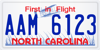 NC license plate AAM6123