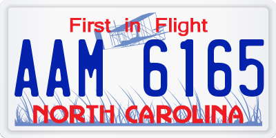 NC license plate AAM6165