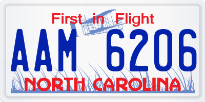 NC license plate AAM6206