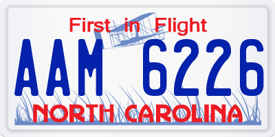 NC license plate AAM6226