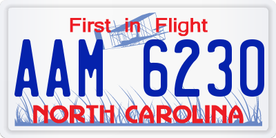 NC license plate AAM6230