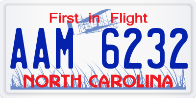 NC license plate AAM6232