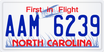 NC license plate AAM6239