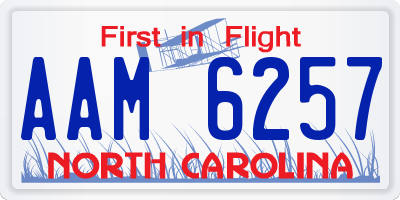 NC license plate AAM6257