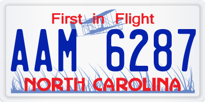 NC license plate AAM6287