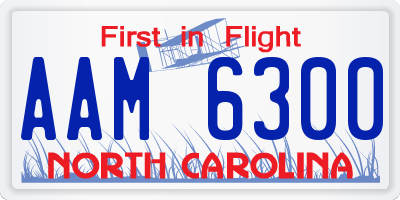 NC license plate AAM6300