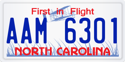 NC license plate AAM6301