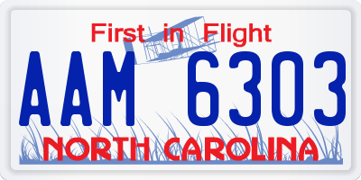 NC license plate AAM6303