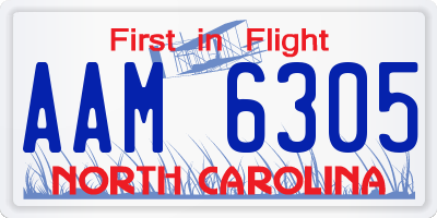 NC license plate AAM6305