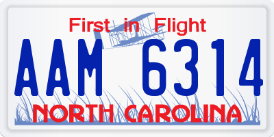 NC license plate AAM6314