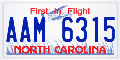 NC license plate AAM6315