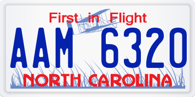 NC license plate AAM6320