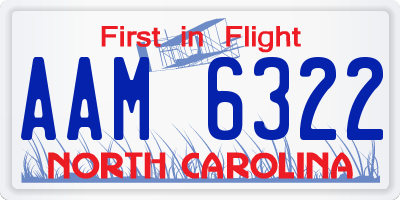 NC license plate AAM6322