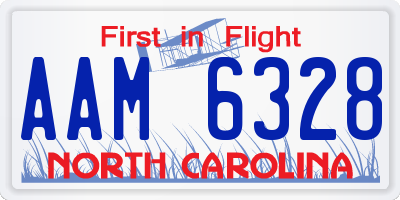 NC license plate AAM6328