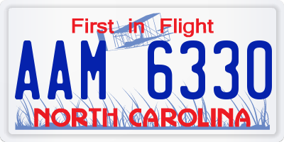 NC license plate AAM6330