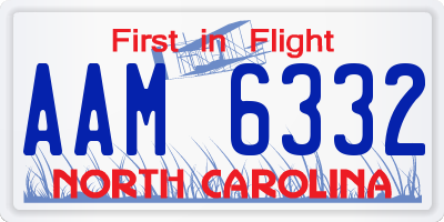 NC license plate AAM6332