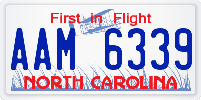 NC license plate AAM6339
