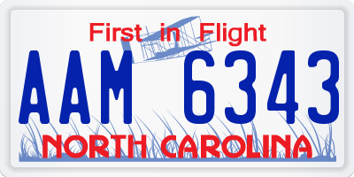 NC license plate AAM6343