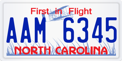 NC license plate AAM6345