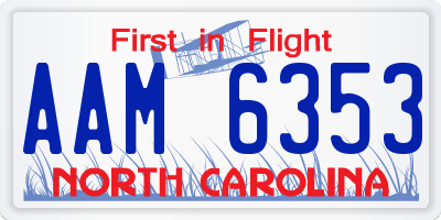 NC license plate AAM6353