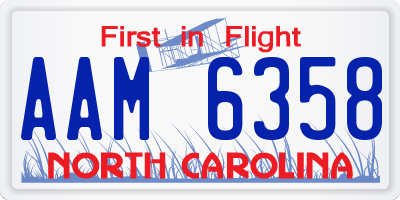 NC license plate AAM6358