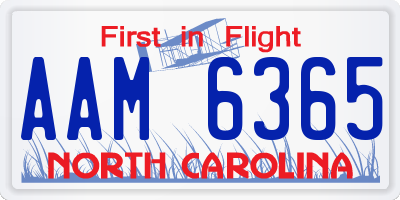 NC license plate AAM6365