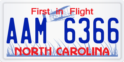 NC license plate AAM6366