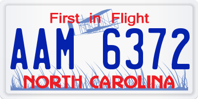 NC license plate AAM6372