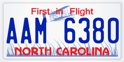 NC license plate AAM6380