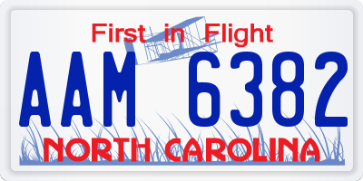 NC license plate AAM6382