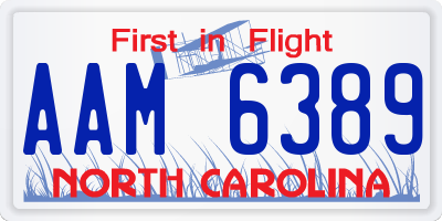 NC license plate AAM6389