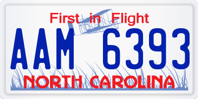 NC license plate AAM6393