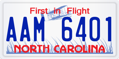 NC license plate AAM6401