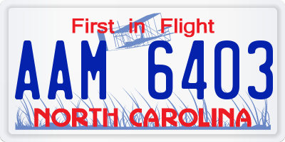 NC license plate AAM6403