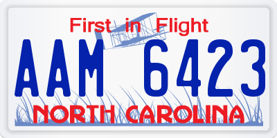 NC license plate AAM6423