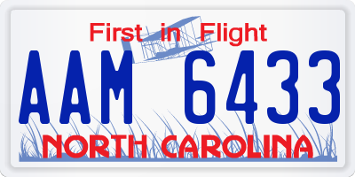 NC license plate AAM6433