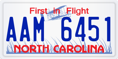 NC license plate AAM6451