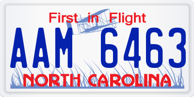 NC license plate AAM6463