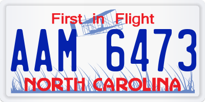 NC license plate AAM6473