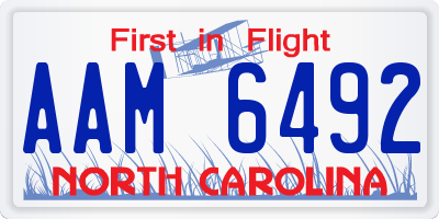 NC license plate AAM6492