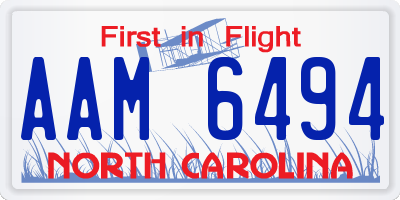 NC license plate AAM6494