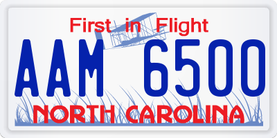 NC license plate AAM6500