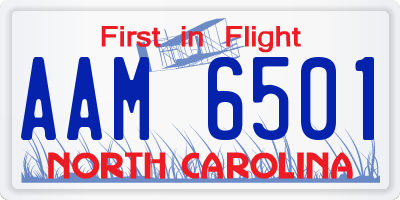 NC license plate AAM6501