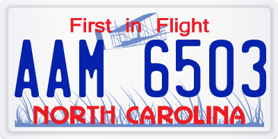 NC license plate AAM6503