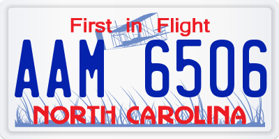 NC license plate AAM6506