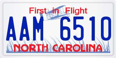 NC license plate AAM6510