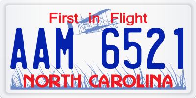NC license plate AAM6521