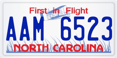 NC license plate AAM6523