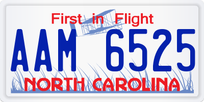 NC license plate AAM6525