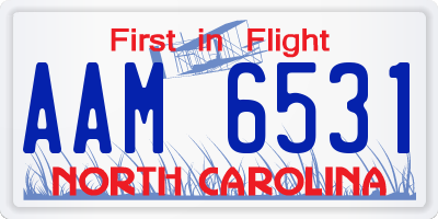 NC license plate AAM6531